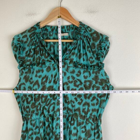 Lola Australia Pacific Animal Print Midi Dress Size S Turquoise Green - Picture 14 of 15